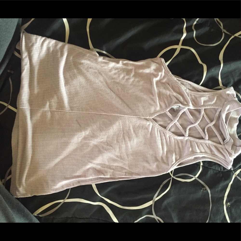 Light purple cut out shirt